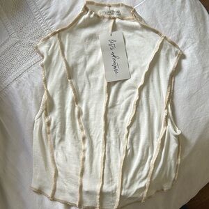 12th Tribe Cream Sleeveless Crop Top